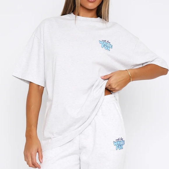 White Fox Boutique Tops - White Fox Boutique With Love Always Oversized Tee Grey Marle 100% Cotton